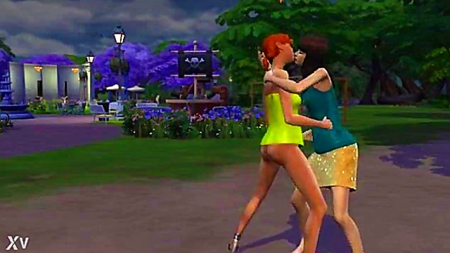 Lesbian Sims Anime Girls Get Intimate With Passionate Kisses And Touching