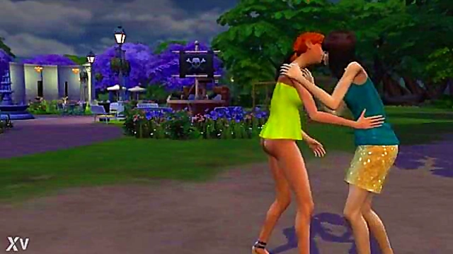 Lesbian Sims Anime Girls Get Intimate With Passionate Kisses And Touching