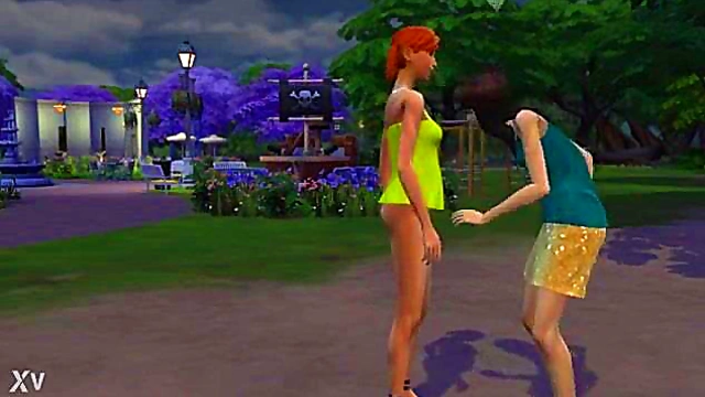 Lesbian Sims Anime Girls Get Intimate With Passionate Kisses And Touching