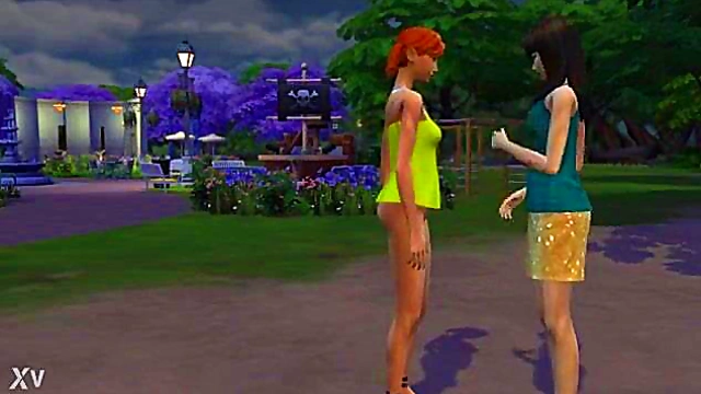 Lesbian Sims Anime Girls Get Intimate With Passionate Kisses And Touching