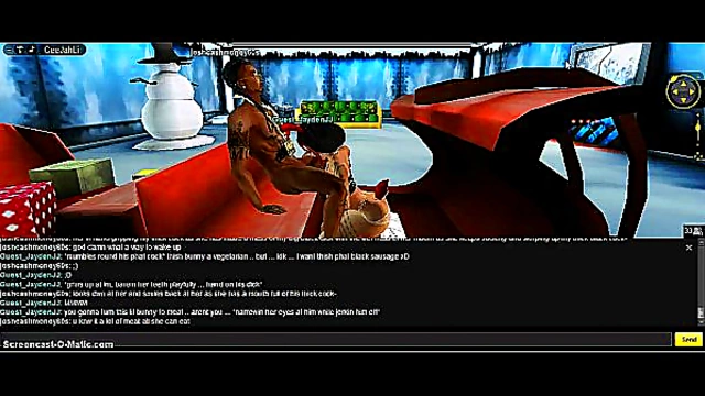 3D Anime Babe Gives Seductive Christmas Blowjob In IMVU Game