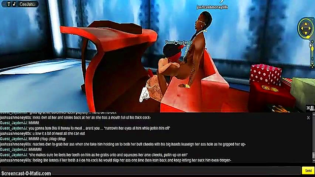 3D Anime Babe Gives Seductive Christmas Blowjob In IMVU Game