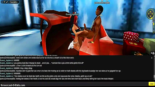 3D Anime Babe Gives Seductive Christmas Blowjob In IMVU Game