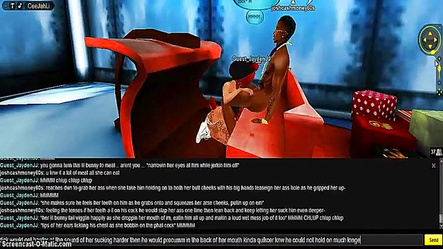 3D Anime Babe Gives Seductive Christmas Blowjob In IMVU Game