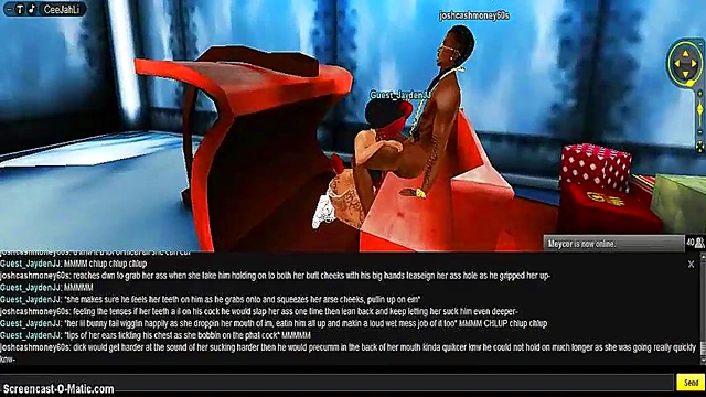 3D Anime Babe Gives Seductive Christmas Blowjob In IMVU Game