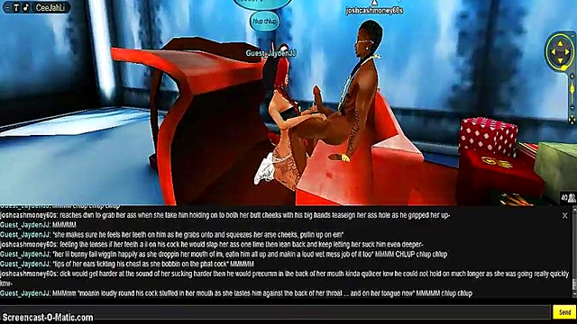 3D Anime Babe Gives Seductive Christmas Blowjob In IMVU Game