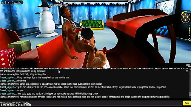 3D Anime Babe Gives Seductive Christmas Blowjob In IMVU Game