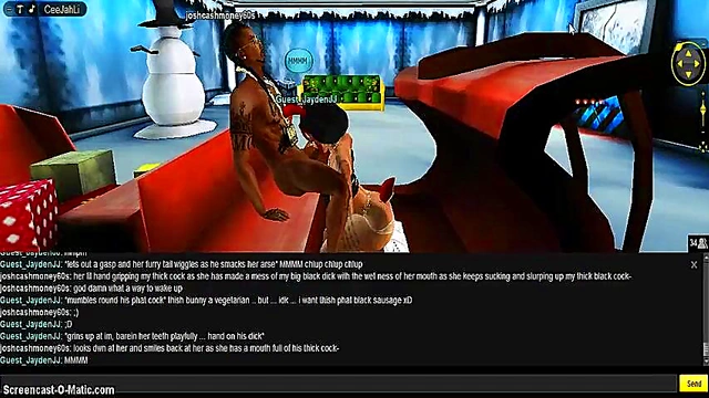 3D Anime Babe Gives Seductive Christmas Blowjob In IMVU Game