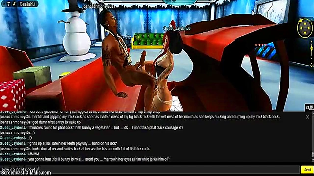 3D Anime Babe Gives Seductive Christmas Blowjob In IMVU Game