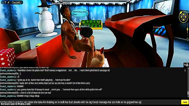 3D Anime Babe Gives Seductive Christmas Blowjob In IMVU Game