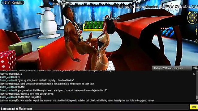 3D Anime Babe Gives Seductive Christmas Blowjob In IMVU Game