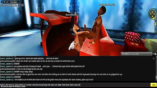 3D Anime Babe Gives Seductive Christmas Blowjob In IMVU Game