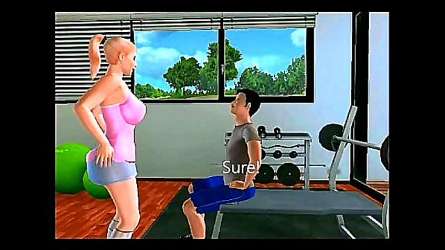 Blonde MILF Mom Gets Naughty at Gym with Ron and Jeremy in Anime Toon Story