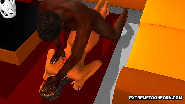 Ebony Stud Fucks Sexy 3D Zombie Babe Hard for Intense Blowjob & Handjob Action