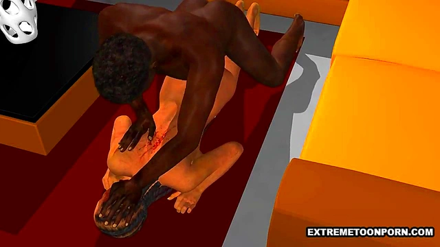 Ebony Stud Fucks Sexy 3D Zombie Babe Hard for Intense Blowjob & Handjob Action