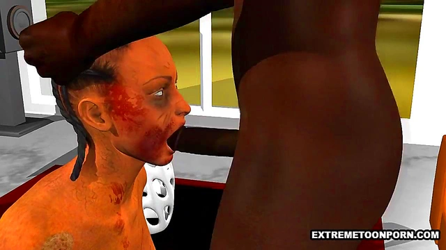 Ebony Stud Fucks Sexy 3D Zombie Babe Hard for Intense Blowjob & Handjob Action