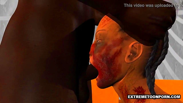 Ebony Stud Fucks Sexy 3D Zombie Babe Hard for Intense Blowjob & Handjob Action