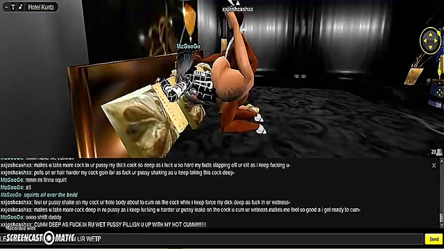 3D Hentai Game Animation – Sexy IMVU Couple Enjoy Gold Room Fantasy