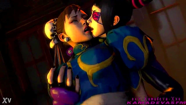Hentai Lesbians Juri Han & Chun Li Wrestle for Dominance in Steamy Street Fight Yuri Scene