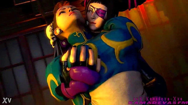 Hentai Lesbians Juri Han & Chun Li Wrestle for Dominance in Steamy Street Fight Yuri Scene