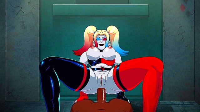 Quinn from Arkham Assylum Rides Black Dick for POV Hentai Orgasm