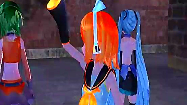 Three Sexy Anime Cuties Share One Dick for Mind-Blowing Orgasms Near The End