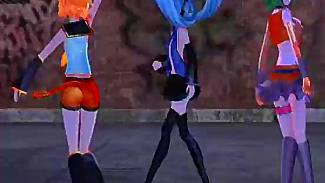 Three Sexy Anime Cuties Share One Dick for Mind-Blowing Orgasms Near The End