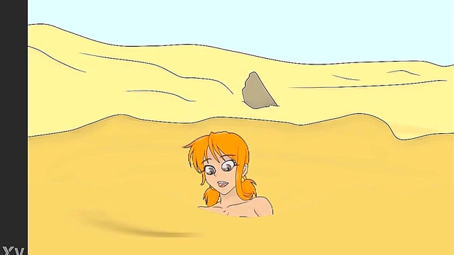 Nami Stuck in Muddy Quicksand for Wet and Messy Hentai Fun