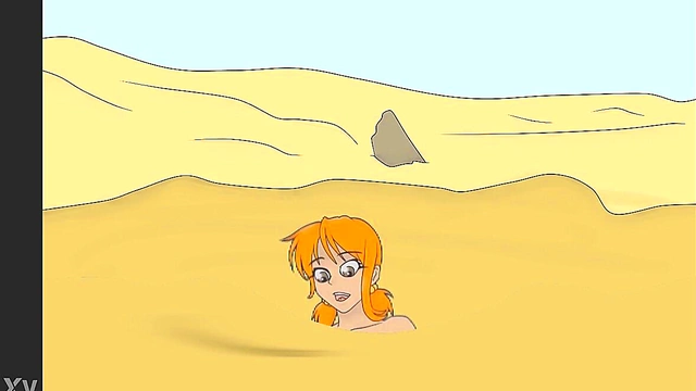 Nami Stuck in Muddy Quicksand for Wet and Messy Hentai Fun