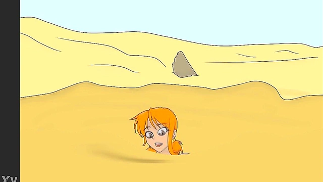 Nami Stuck in Muddy Quicksand for Wet and Messy Hentai Fun