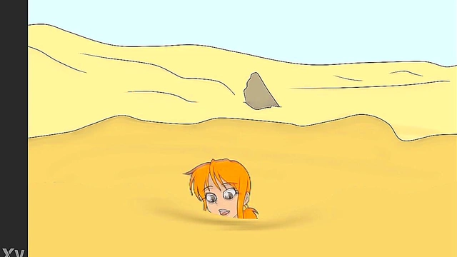 Nami Stuck in Muddy Quicksand for Wet and Messy Hentai Fun
