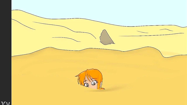 Nami Stuck in Muddy Quicksand for Wet and Messy Hentai Fun