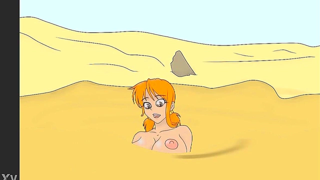 Nami Stuck in Muddy Quicksand for Wet and Messy Hentai Fun