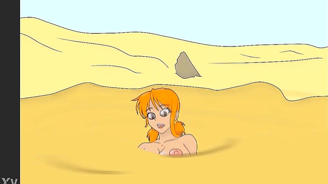Nami Stuck in Muddy Quicksand for Wet and Messy Hentai Fun