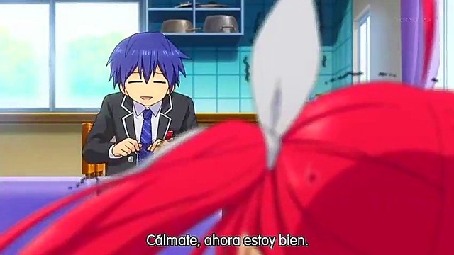 Excited Anime Teen Engages in Ecchi Fun with Shy Schoolboy