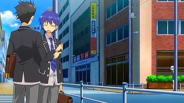 Excited Anime Teen Engages in Ecchi Fun with Shy Schoolboy