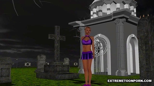 Gothic 3D Babe Enjoys Hardcore Double Penetration in Graveyard Fantasies