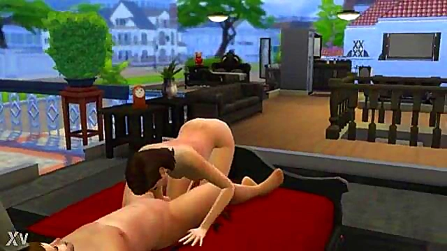 Brunette Sims 4Girl Gives Handjob & Blowjob For Cumshot Bliss