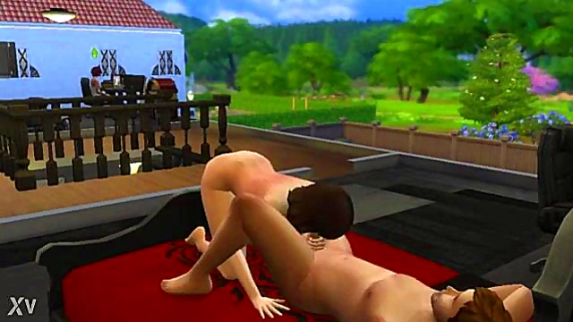 Brunette Sims 4Girl Gives Handjob & Blowjob For Cumshot Bliss