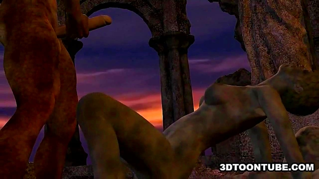 3D Cartoon Zombie Babe Gets Double Teamed Outdoors for Hardcore Fun