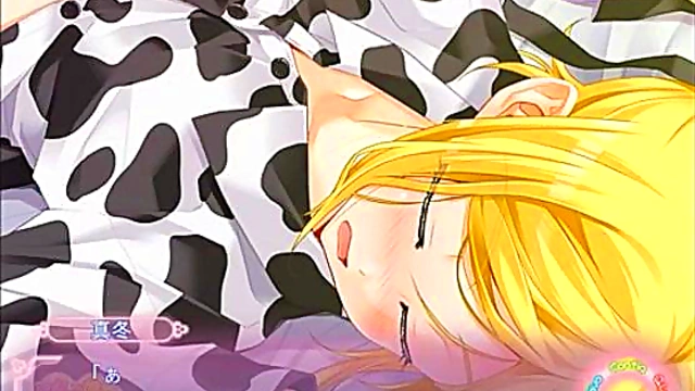 Mafuyu’s Triple Kanojo H Scene – Teen Anime Cuties With Small Tits Toy Together