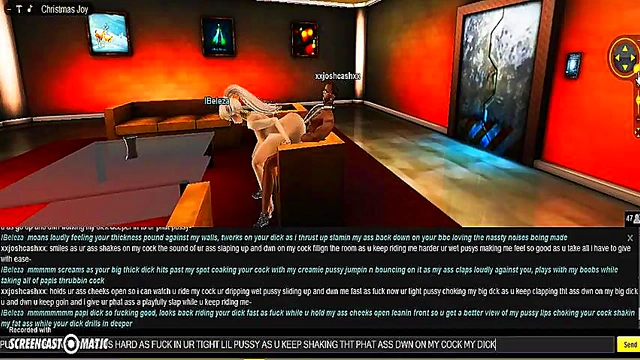 Sexy 3D Beauty Enjoys X-Mas Room Romance With Game Character