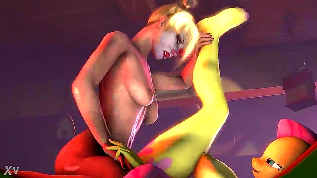 3D Hentai Futa Harley Quinn Pounds Fluttershy In Wild Anime Action