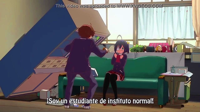 Romantic Chuunibyou Anime Couple Engage in Intimate Passionate Moments