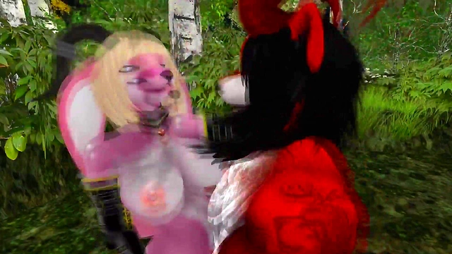 Horny Bunny Fucks Big-Cock Wolf in Doggy & Cowgirl for Halloween Orgy