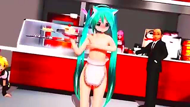Sexy Apron-Wearing 3D Anime Girl Dances Seductively For Your Pleasure