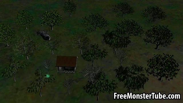 3D Brunette Babe Sucks Alien's Hard Dick With Seductive Handjob