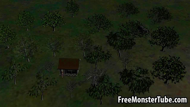 3D Brunette Babe Sucks Alien's Hard Dick With Seductive Handjob