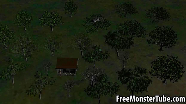 3D Brunette Babe Sucks Alien's Hard Dick With Seductive Handjob