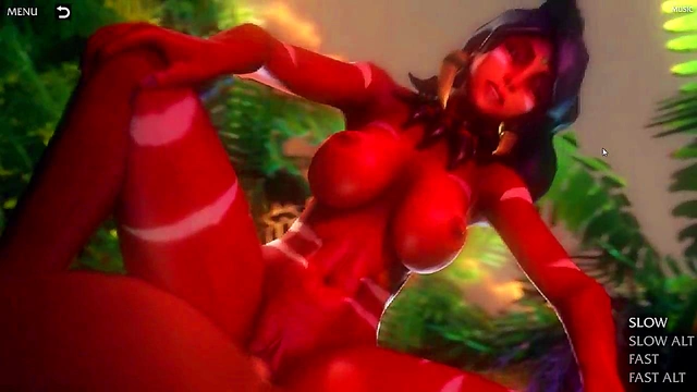 Petite Nidalee Takes an Amazing Creampie inLeague Legends Sex Game